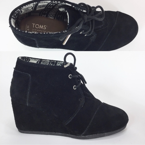 Toms Shoes - Toms Wedges Ankle Booties Shoes Size 7.5 Black Des